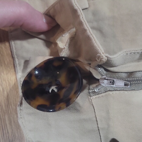 FASHION NOVA Tan High Waist Tortoise Button Wide Leg Pants - Picture 5 of 14